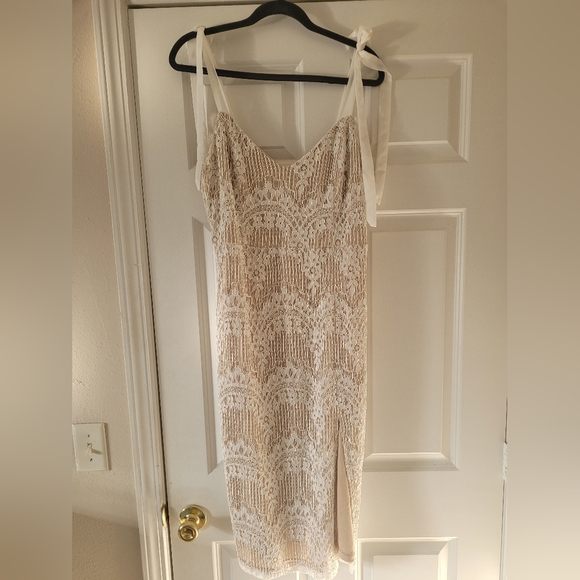 Lulu's Just My Love White Lace Tie-Strap Midi Dress - Picture 5 of 8